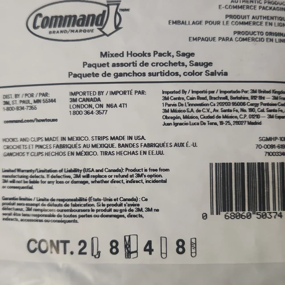 Command Limited Addition Hooks 10 Pack: Color Sage 10 Hooks 12 Strips